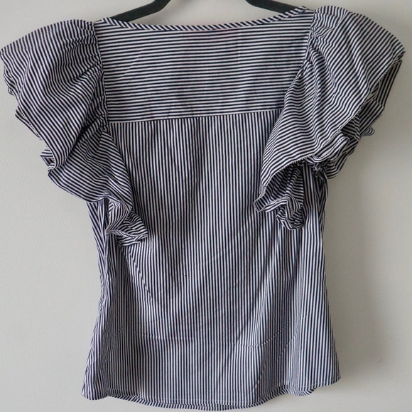 Sinclaire Striped Preppy Flutter Sleeve Top - Picture 2 of 4